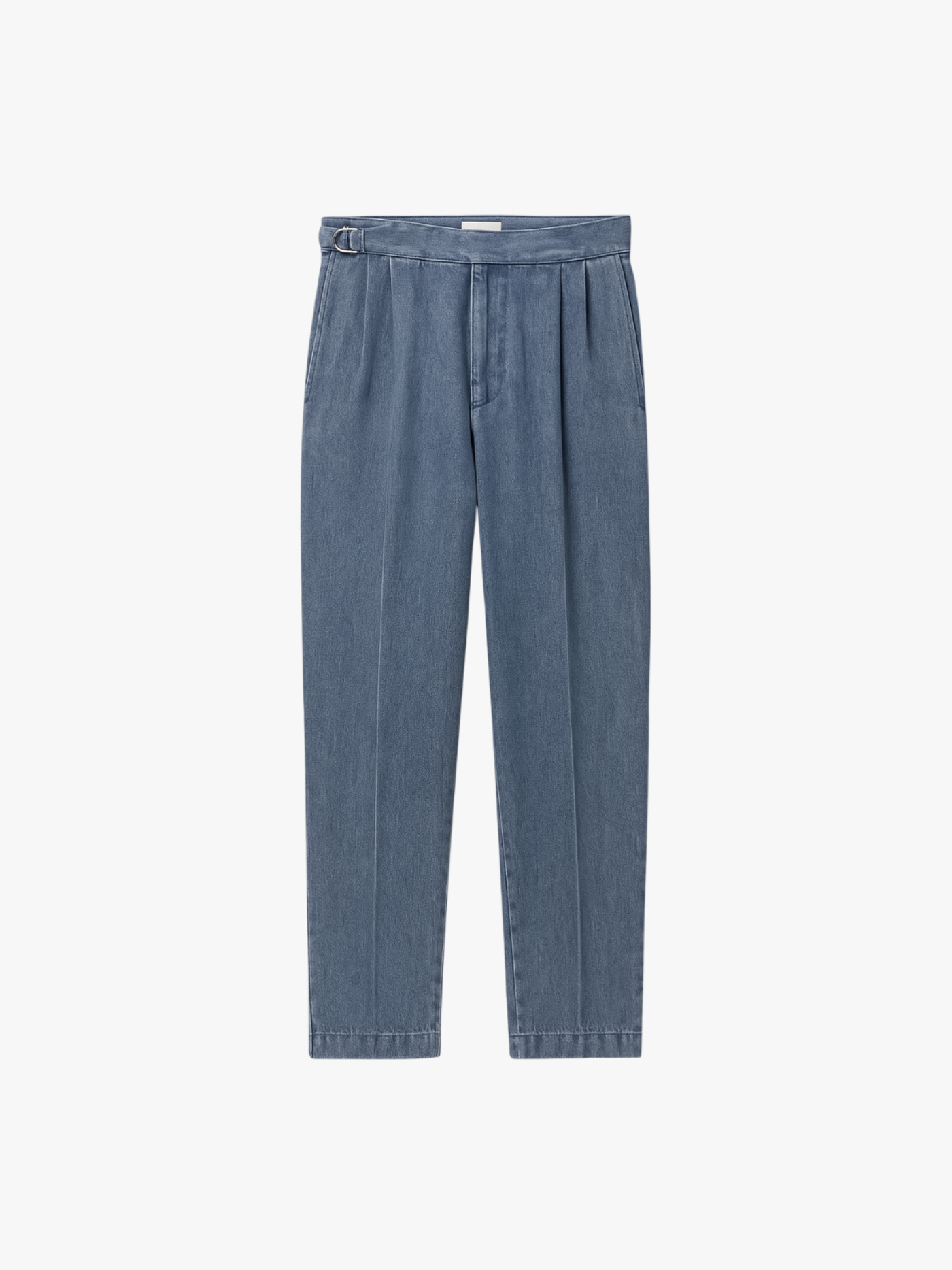 High-Waisted Straight Leg Faux Denim Trousers